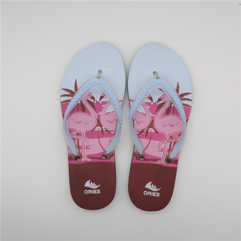 AH-9P111 Beautiful Flamingo Printing Beach Summer Women PE Flip Flop