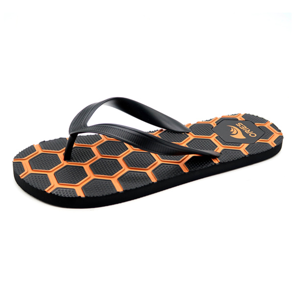 AH-8P014 Embossed Hexagon Pattern PVC Upper PE Waterproof Men Flip Flops Fashion Sandal
