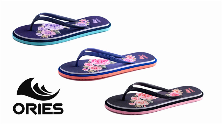 AH-9E126 Flower Printing PVC Upper Man EVA Beach Flip Flops