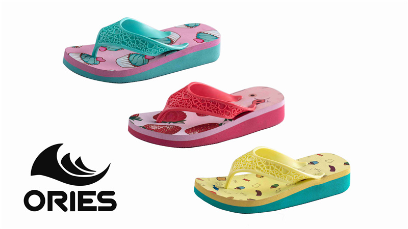 AH-9P094 Ories Lovely PE Flip Flops High Heel Kids Summer Slippers