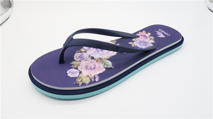AH-9E126 Flower Printing PVC Upper Man EVA Beach Flip Flops