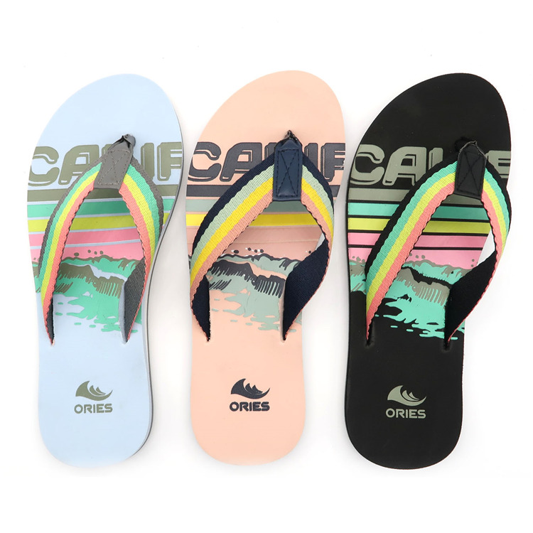 AH-9E128 Rainbow New Design Anti-skid Colorful Beach EVA Flip Flop