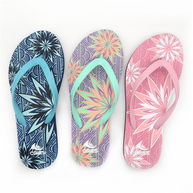 AH-9P058 Geometric Printing Comfortable V Strap PE Flip Flops for Women