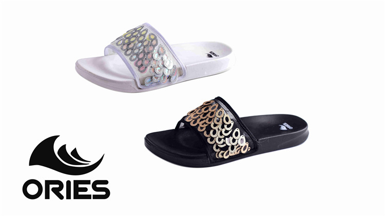 AH-9E127 High Quality Sequin Women's Slide Sandals