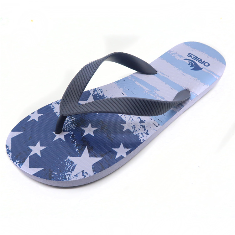 AH-9P033 Flag Printing Design Wholesale V Strap PE Beach Slippers 